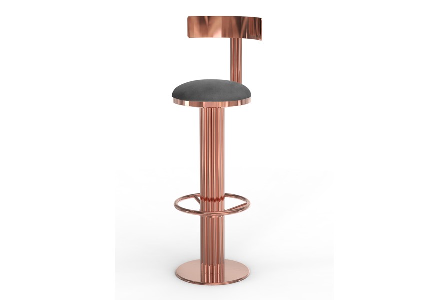 Kelly Bar Chair Copper Crystalluxe, Deco Bar Stools Uk
